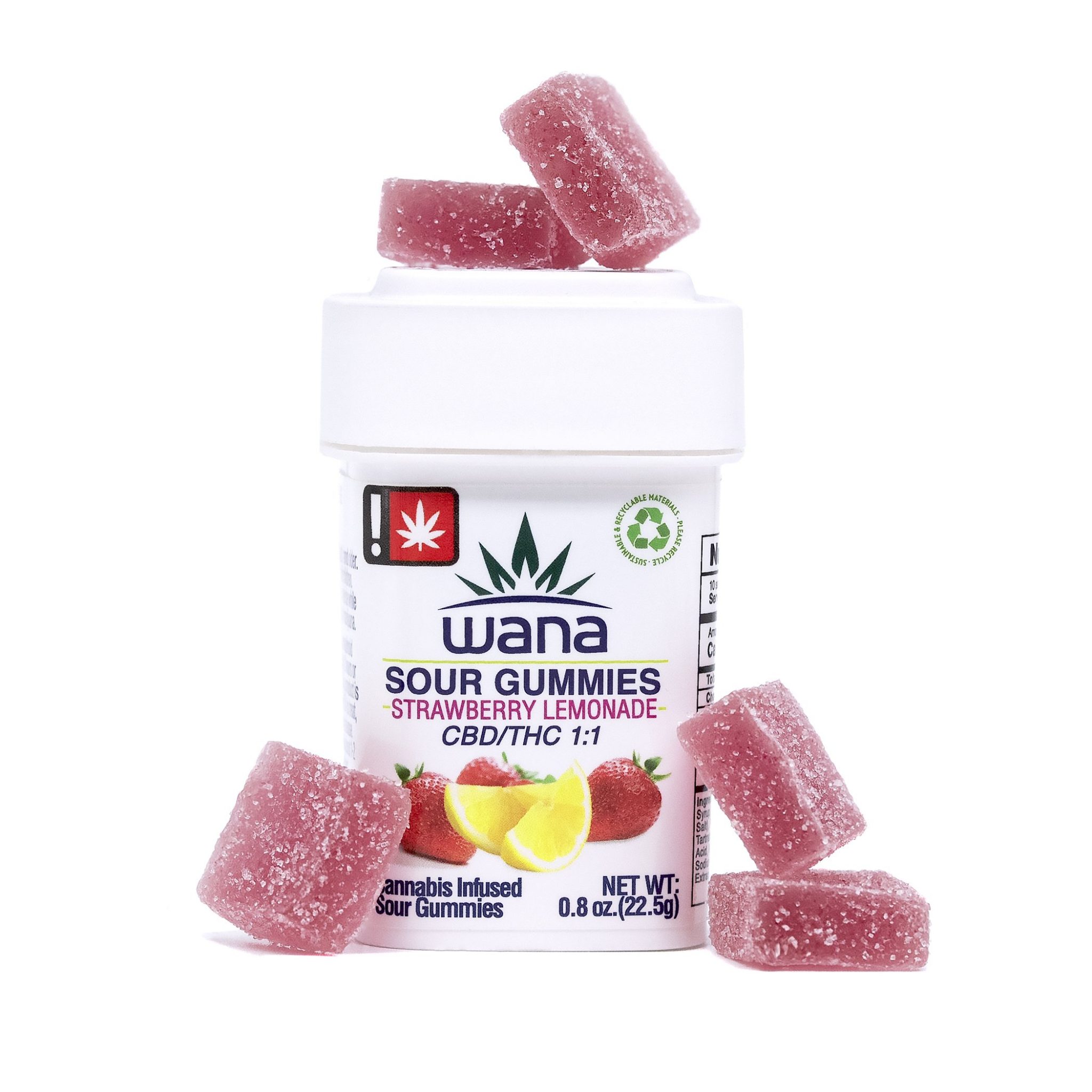 Strawberry Lemonade 11 Sour Soft Chews Wana by Indiva DaCanna